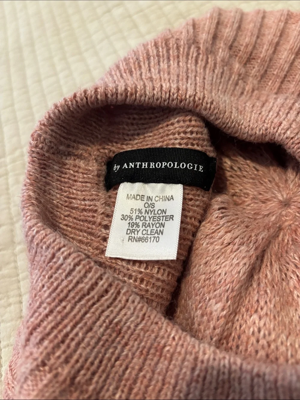 Anthropologie Ribbed Knit Beret - Dusty Rose Pink